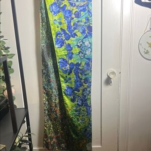 Silk Multicolor Van Gogh Iris’s Shawl Wrap~ 2 Sided Art Design!